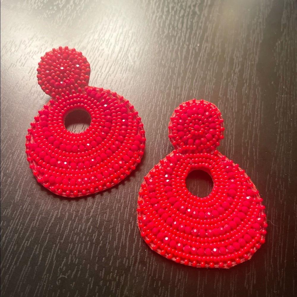 Red Beaded Earrings